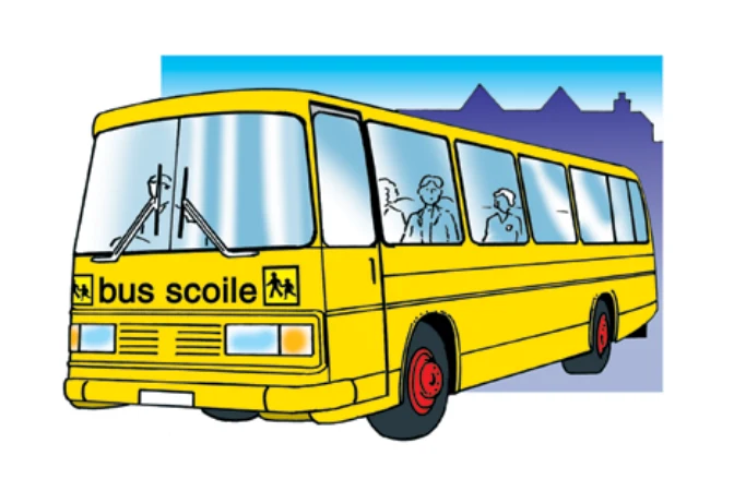 School bus and children